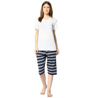 Mack Jonney Blue 3/4th Capri For Women's