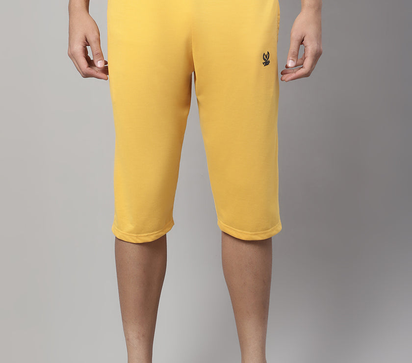 Mack Jonney Yellow Regular fit Cotton Capri for Men