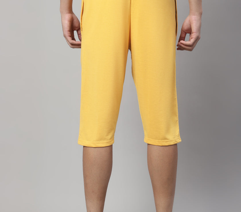 Mack Jonney Yellow Regular fit Cotton Capri for Men