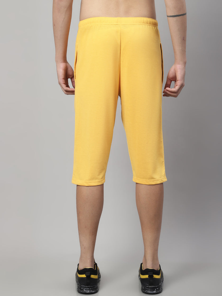 Mack Jonney Yellow Regular fit Cotton Capri for Men
