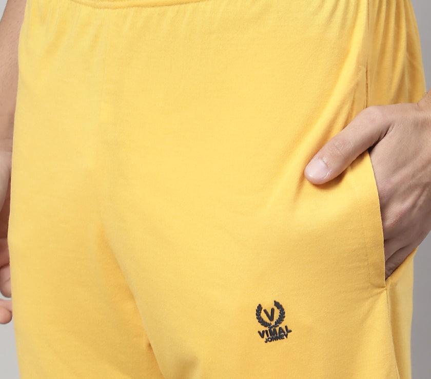Mack Jonney Yellow Regular fit Cotton Capri for Men