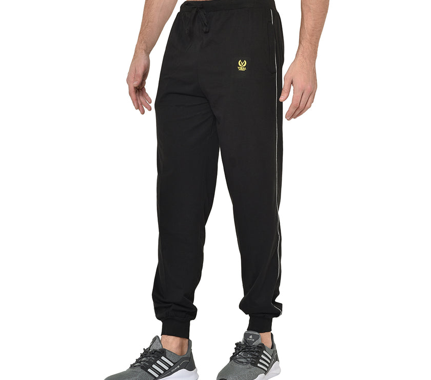 Mack Jonney Black Cotton Trackpant For Men's