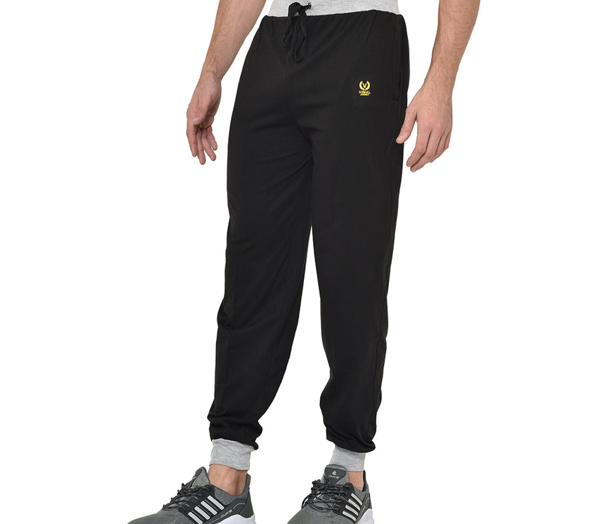 Mack Jonney Black Cotton Trackpant For Men's