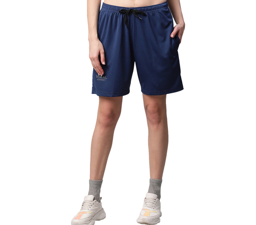Mack Jonney Dryfit Solid Blue Shorts for Women