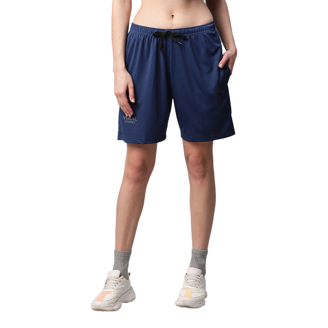 Mack Jonney Dryfit Solid Blue Shorts for Women