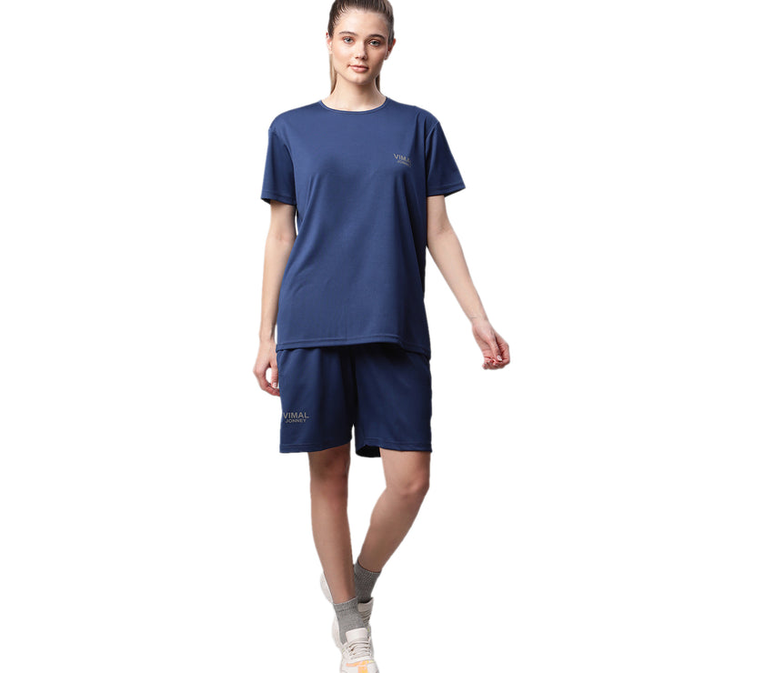 Mack Jonney Dryfit Solid Blue Shorts for Women