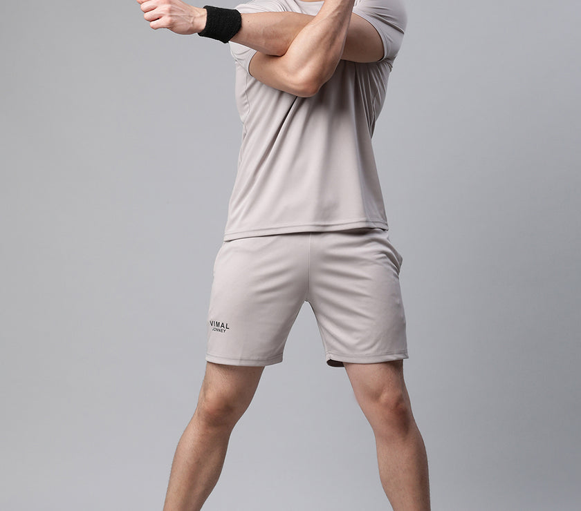 Mack Jonney Dryfit Solid Light Grey Shorts for Men