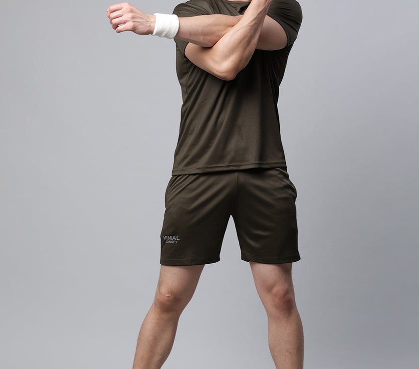 Mack Jonney Dryfit Solid Olive Shorts for Men
