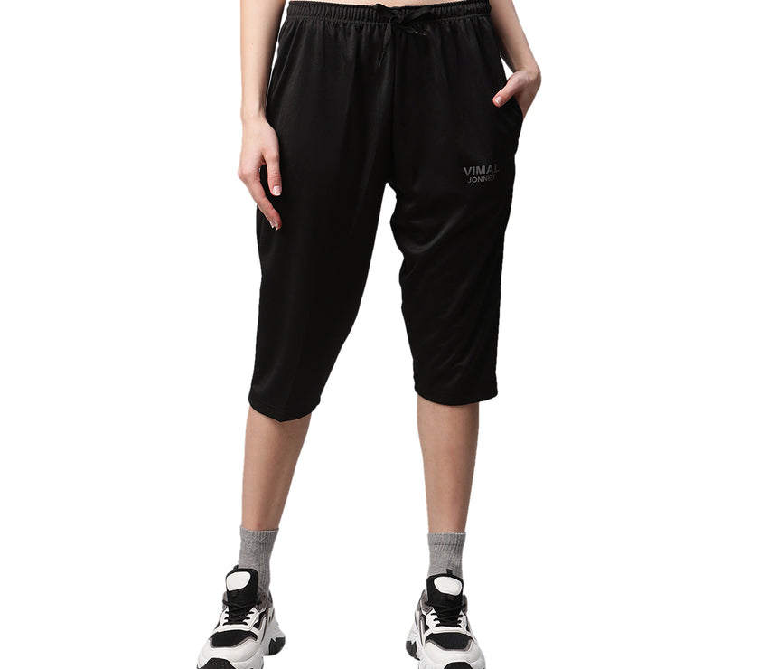 Mack Jonney Dryfit Solid Black Capri for Women