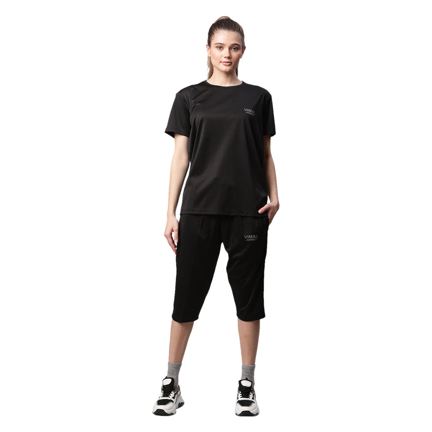 Mack Jonney Dryfit Solid Black Capri for Women