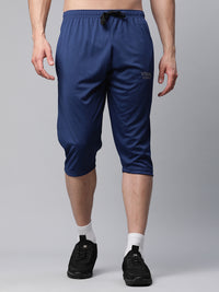 Mack Jonney Dryfit Solid Blue 3/4th Capri for Men