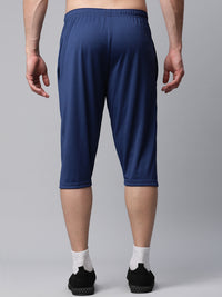 Mack Jonney Dryfit Solid Blue 3/4th Capri for Men