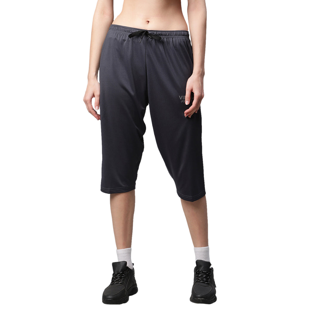 Mack Jonney Dryfit Solid Grey Capri for Women