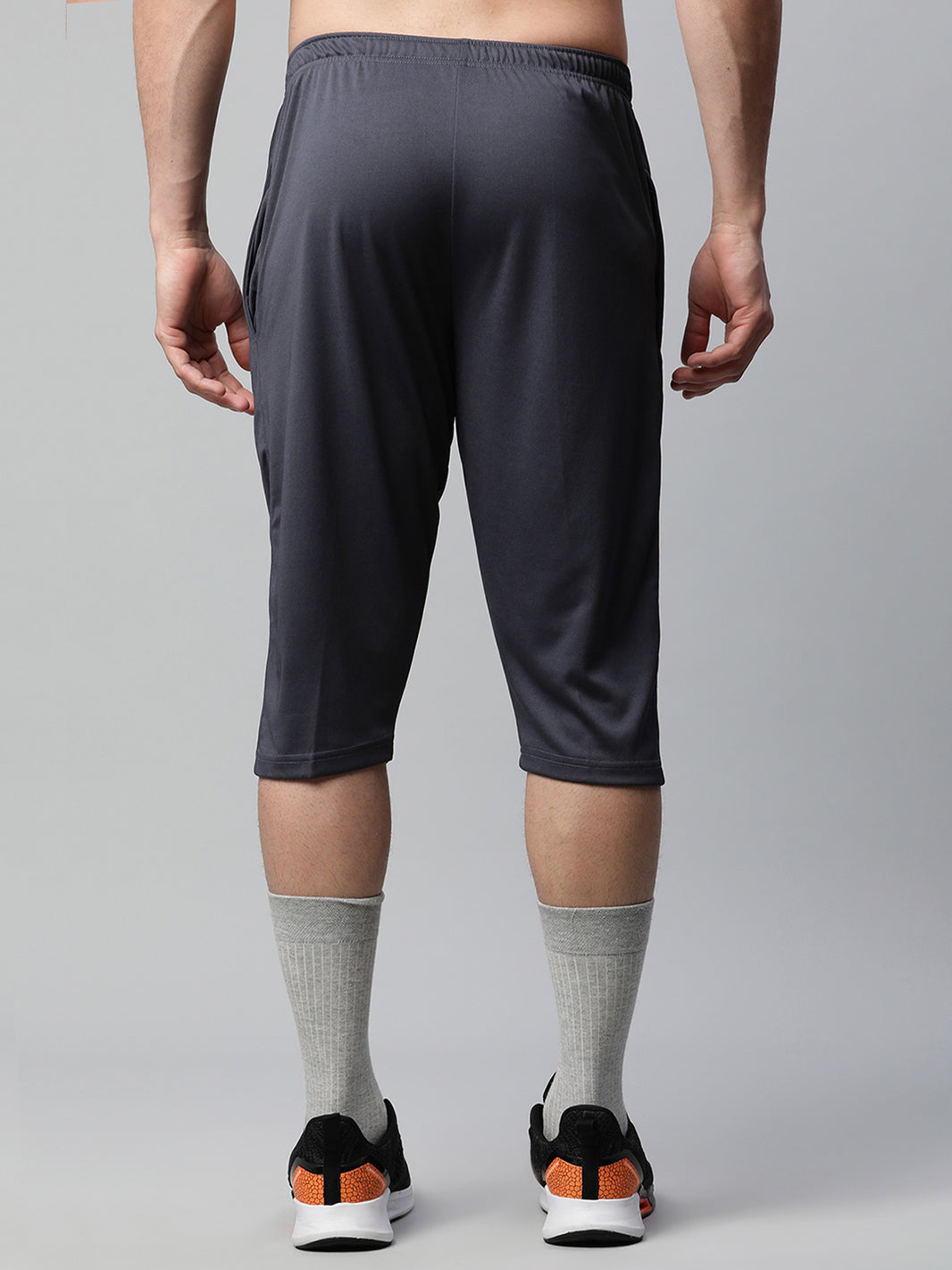 Mack Jonney Dryfit Solid Grey 3/4th Capri for Men