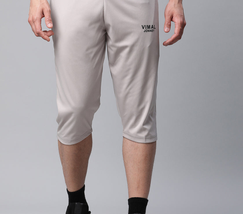 Mack Jonney Dryfit Solid Light Grey 3/4th Capri for Men