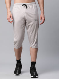 Mack Jonney Dryfit Solid Light Grey 3/4th Capri for Men