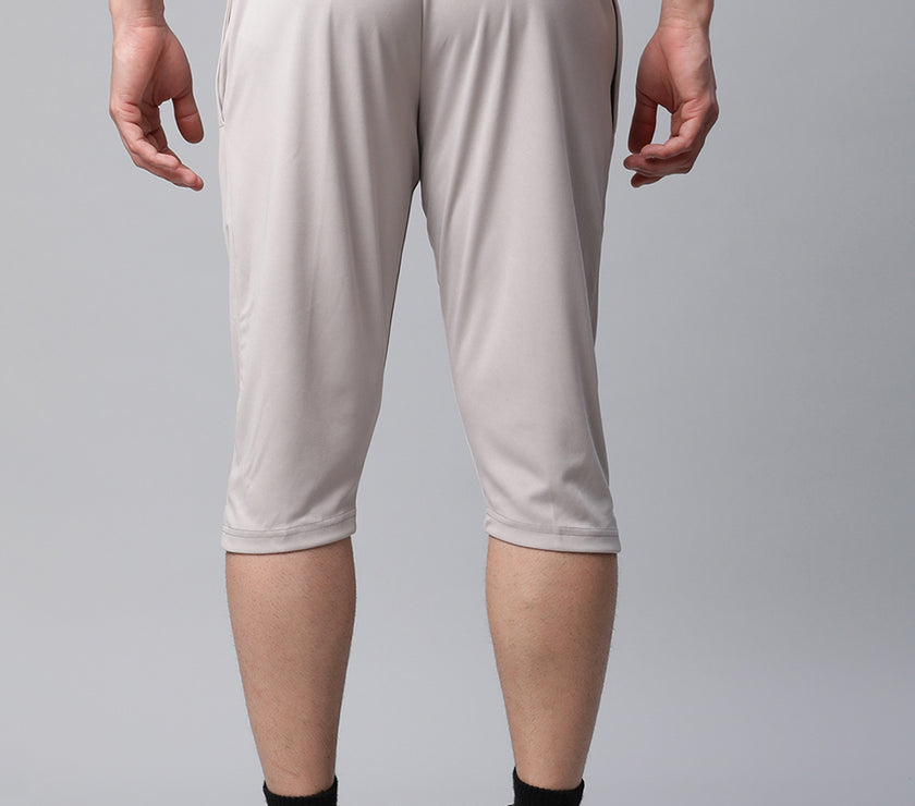 Mack Jonney Dryfit Solid Light Grey 3/4th Capri for Men