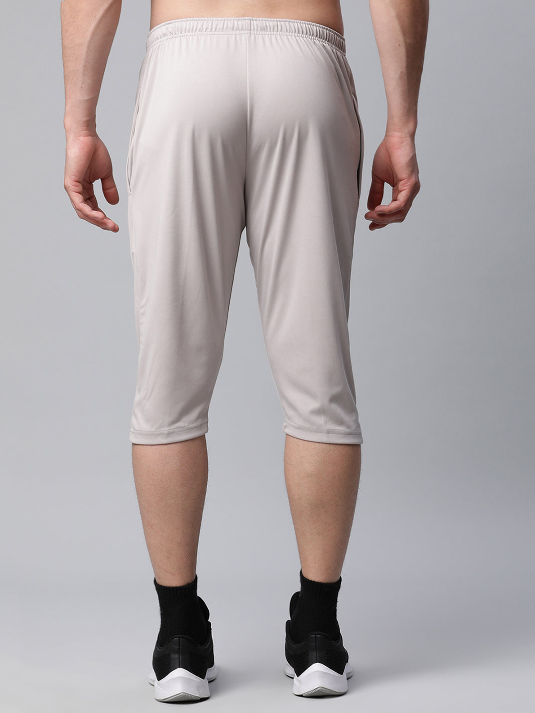Mack Jonney Dryfit Solid Light Grey 3/4th Capri for Men