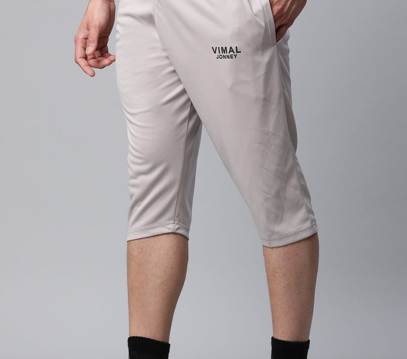 Mack Jonney Dryfit Solid Light Grey 3/4th Capri for Men