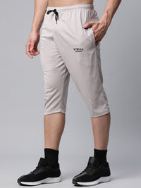 Mack Jonney Dryfit Solid Light Grey 3/4th Capri for Men