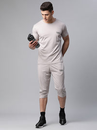 Mack Jonney Dryfit Solid Light Grey 3/4th Capri for Men
