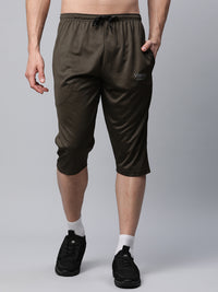 Mack Jonney Dryfit Solid Olive 3/4th Capri for Men