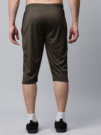 Mack Jonney Dryfit Solid Olive 3/4th Capri for Men