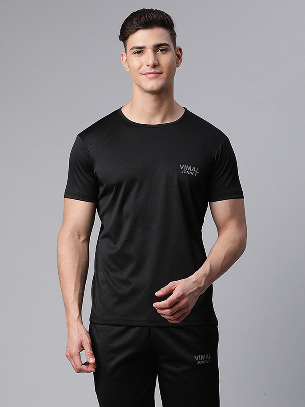 Mack Jonney Dryfit Solid Black T-shirt for Men