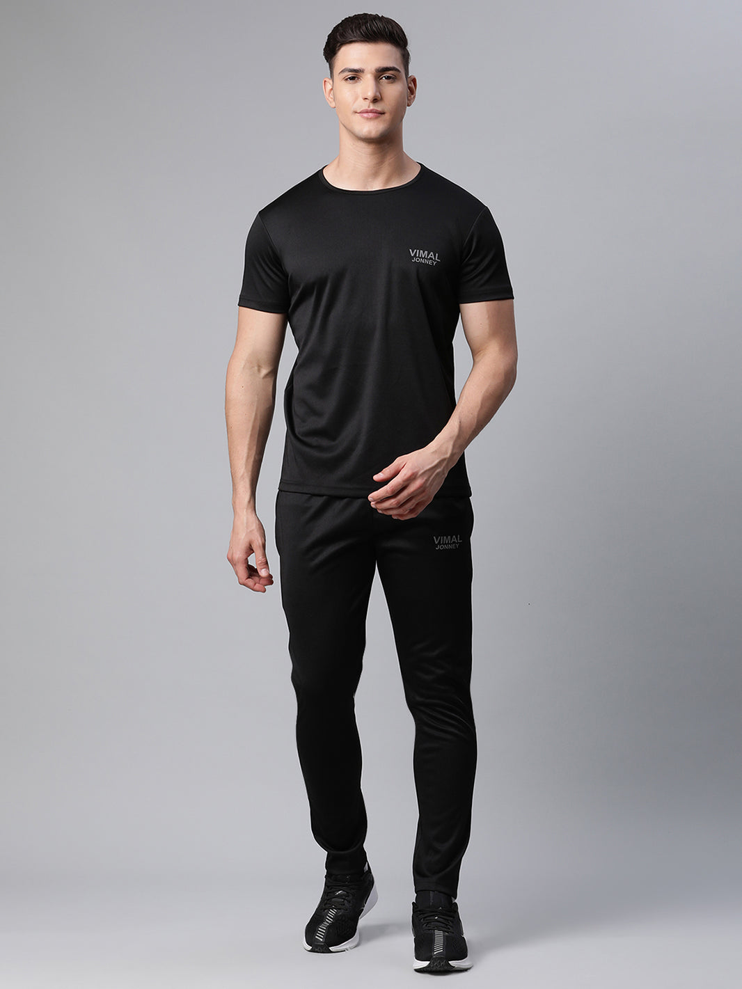 Mack Jonney Dryfit Solid Black Tracksuit for Men