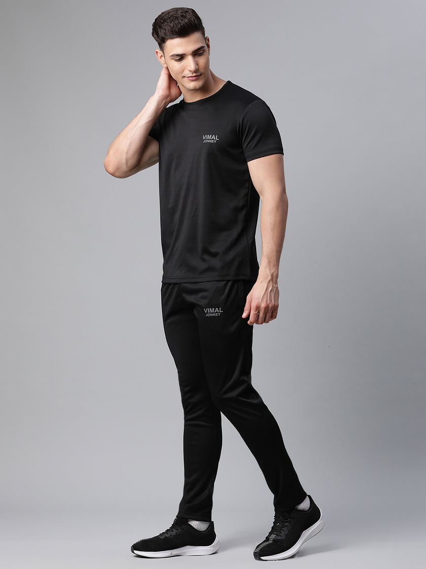 Mack Jonney Dryfit Solid Black Tracksuit for Men