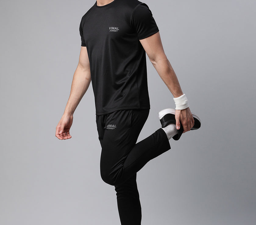Mack Jonney Dryfit Solid Black Tracksuit for Men