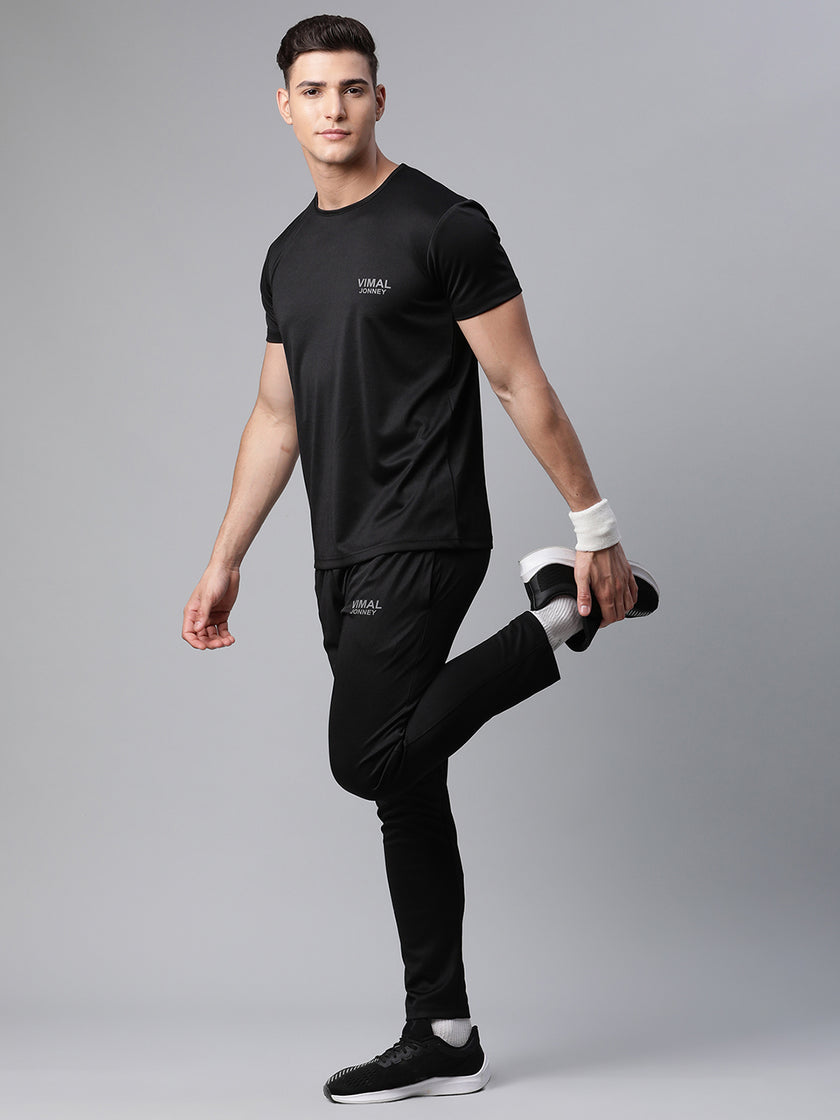 Mack Jonney Dryfit Solid Black Tracksuit for Men