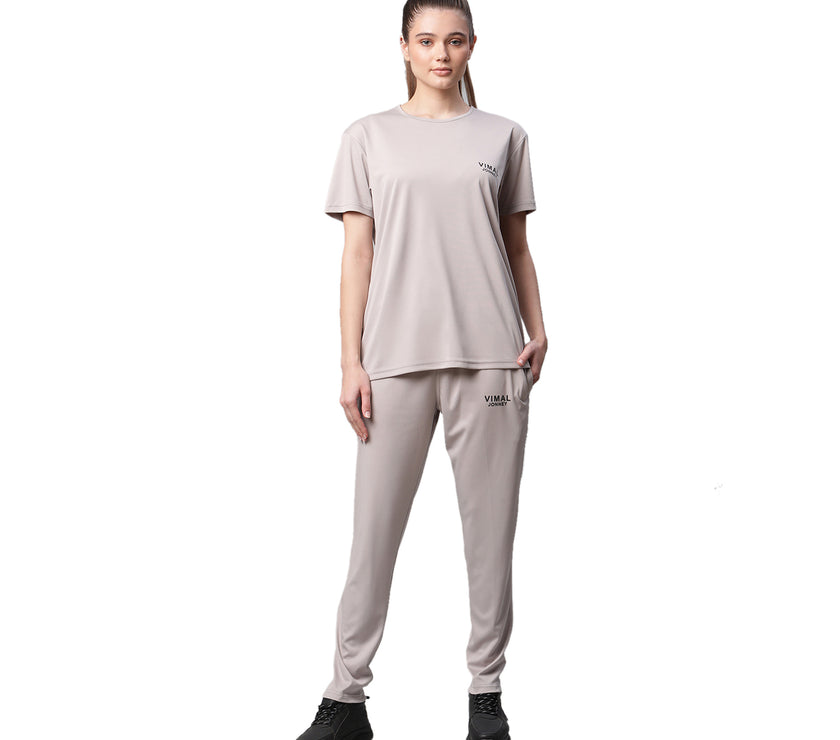 Mack Jonney Dryfit Solid Light Grey Tracksuit for Women