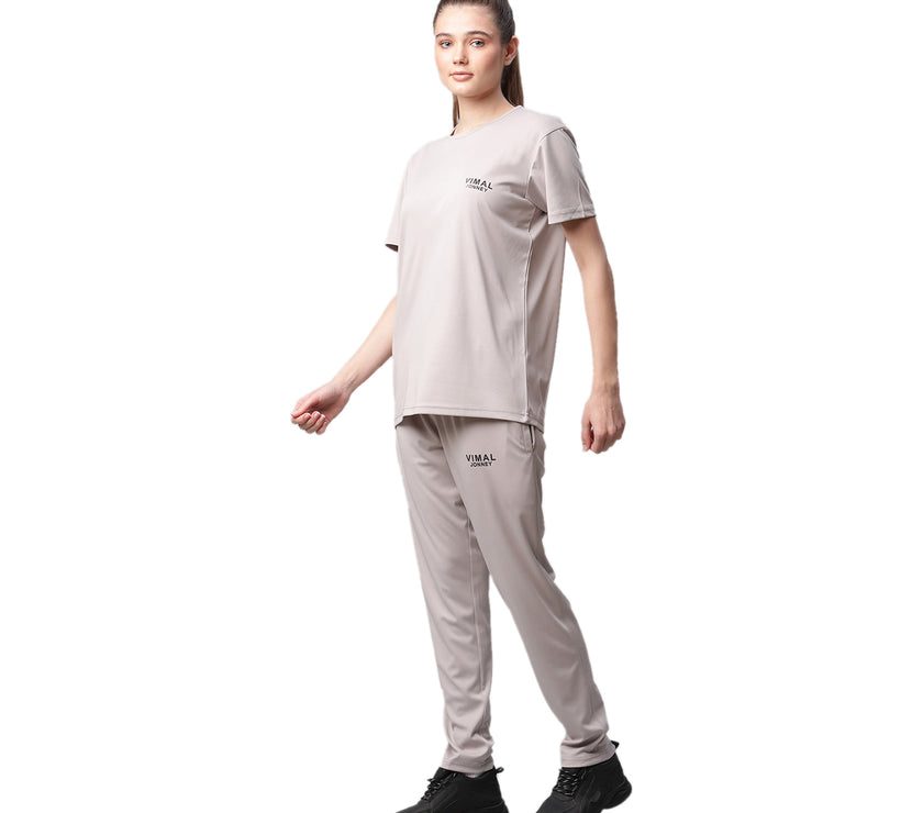 Mack Jonney Dryfit Solid Light Grey Tracksuit for Women