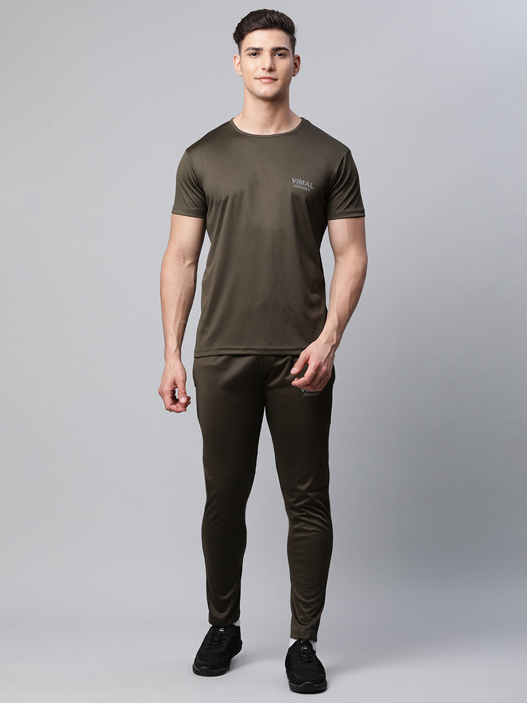 Mack Jonney Dryfit Solid Olive Tracksuit for Men