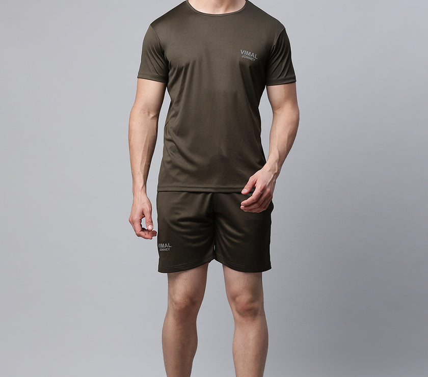 Mack Jonney Dryfit Solid Olive Tracksuit for Men
