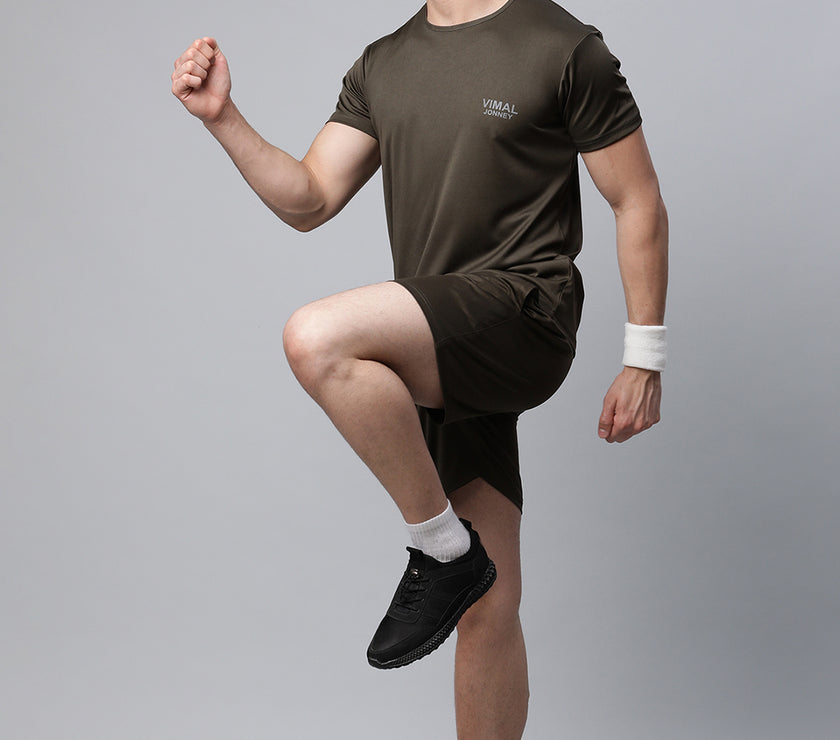 Mack Jonney Dryfit Solid Olive Tracksuit for Men