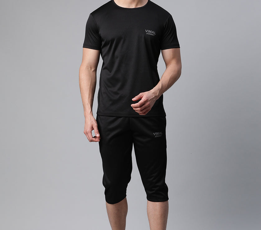 Mack Jonney Dryfit Solid Black Tracksuit for Men