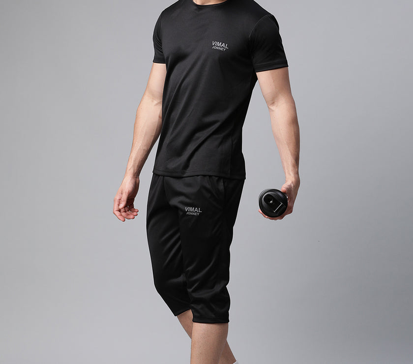Mack Jonney Dryfit Solid Black Tracksuit for Men