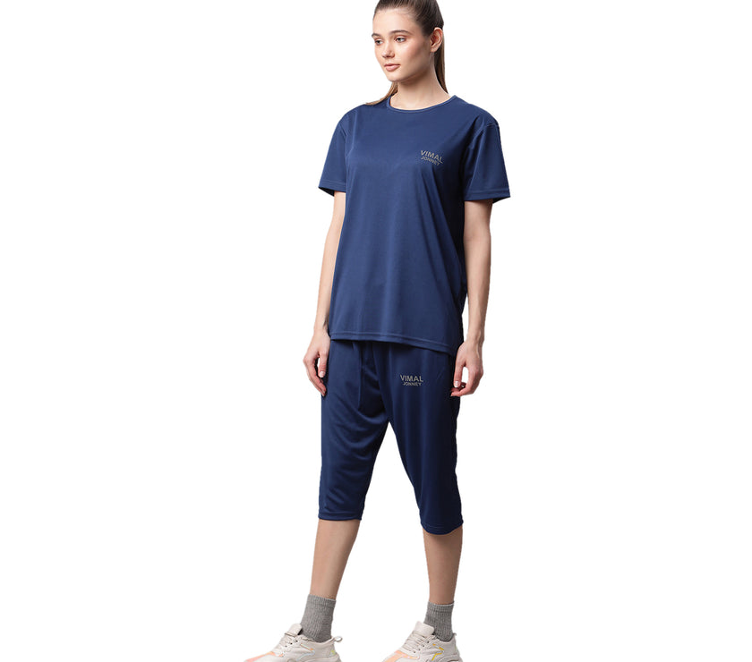 Mack Jonney Dryfit Solid Blue Tracksuit for Women