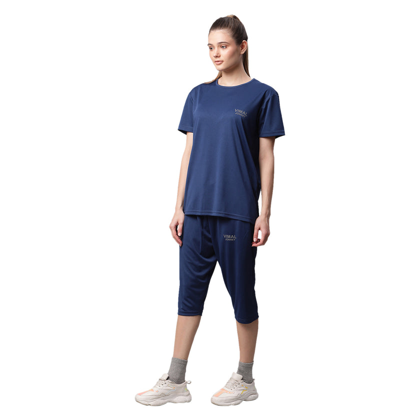 Mack Jonney Dryfit Solid Blue Tracksuit for Women