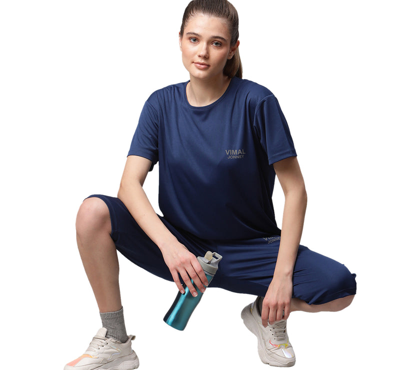 Mack Jonney Dryfit Solid Blue Tracksuit for Women
