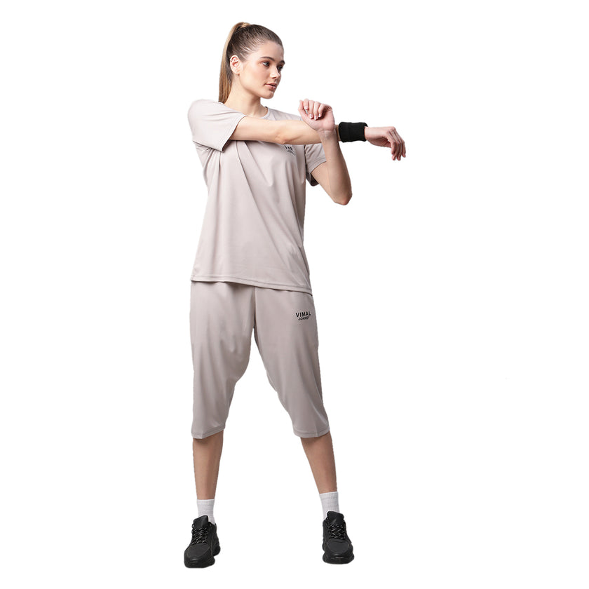Mack Jonney Dryfit Solid Light Grey Tracksuit for Women