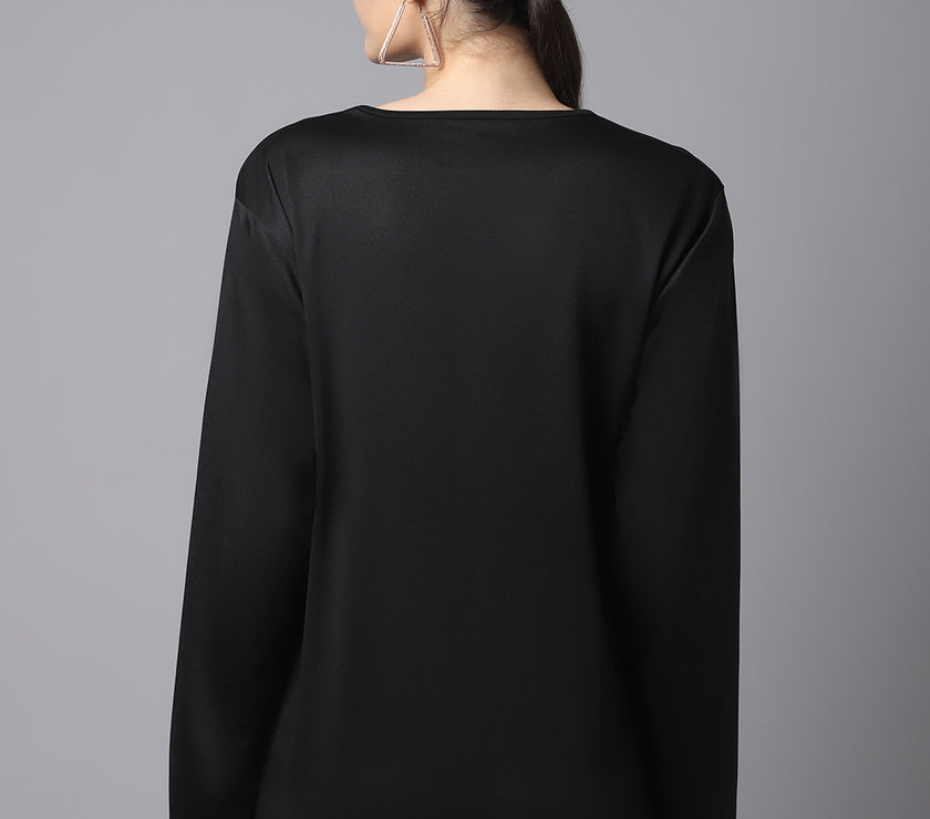 Mack Jonney Dryfit Lycra Black FullSleeve T-Shirt For Women
