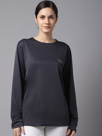 Mack Jonney Dryfit Lycra Grey FullSleeve T-Shirt For Women