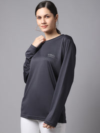 Mack Jonney Dryfit Lycra Grey FullSleeve T-Shirt For Women