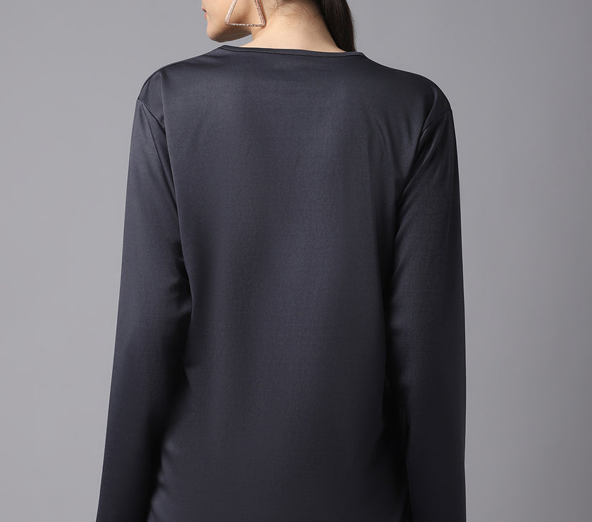 Mack Jonney Dryfit Lycra Grey FullSleeve T-Shirt For Women