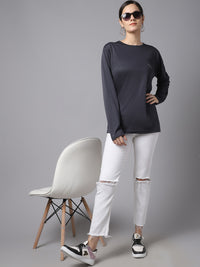 Mack Jonney Dryfit Lycra Grey FullSleeve T-Shirt For Women