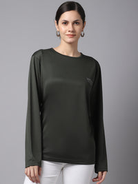 Mack Jonney Dryfit Lycra Olive FullSleeve T-Shirt For Women