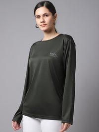 Mack Jonney Dryfit Lycra Olive FullSleeve T-Shirt For Women